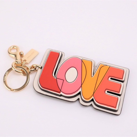 NEW Coach Large Leather Keyring KeyFob Bag Charm In Signature Canvas - Picture 8 of 12